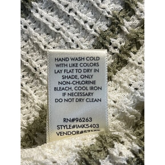 BKE Womens Striped Knit Cardigan Sweater Olive & White Distressed Hem Size L - Picture 6 of 13